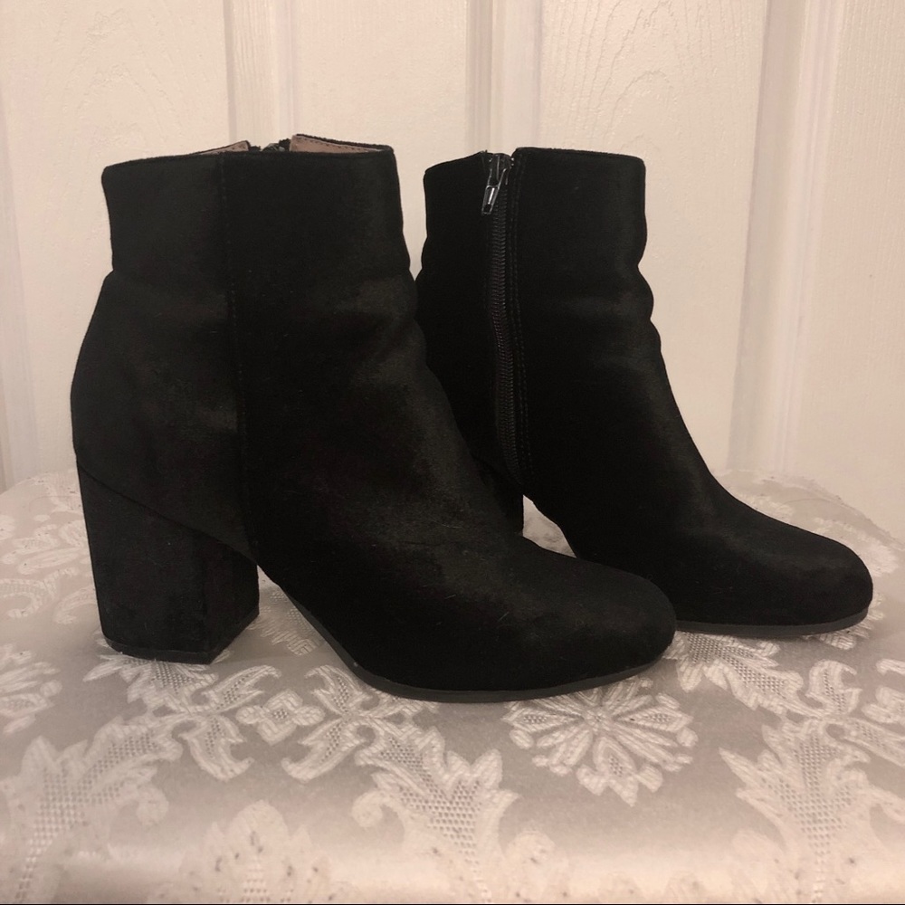 Black Velvet Ankle Booties